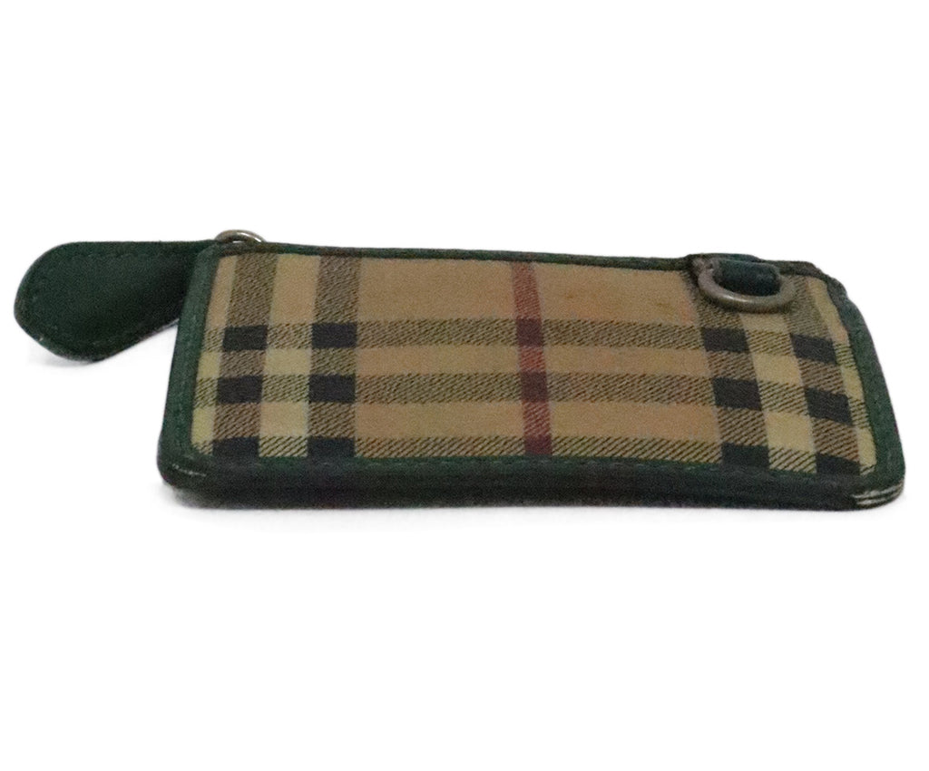 Burberry Beige & Green Plaid Card Case 3