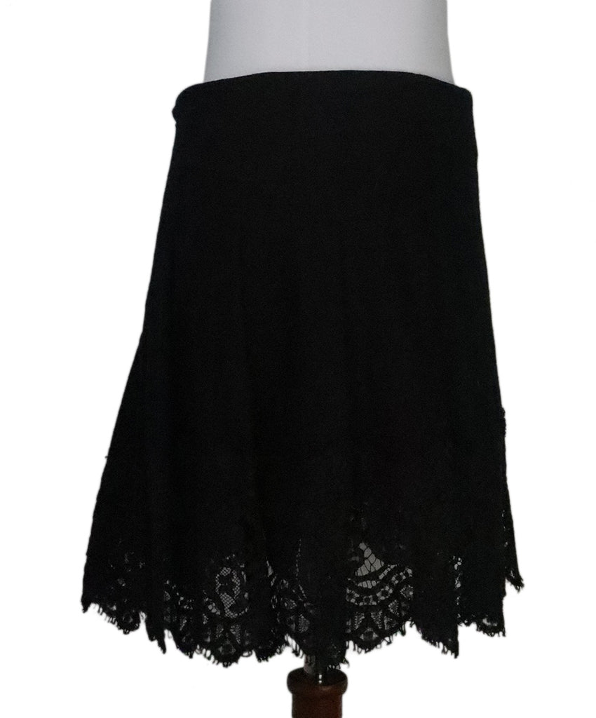 Burberry Black Wool & Lace Trim Skirt 1