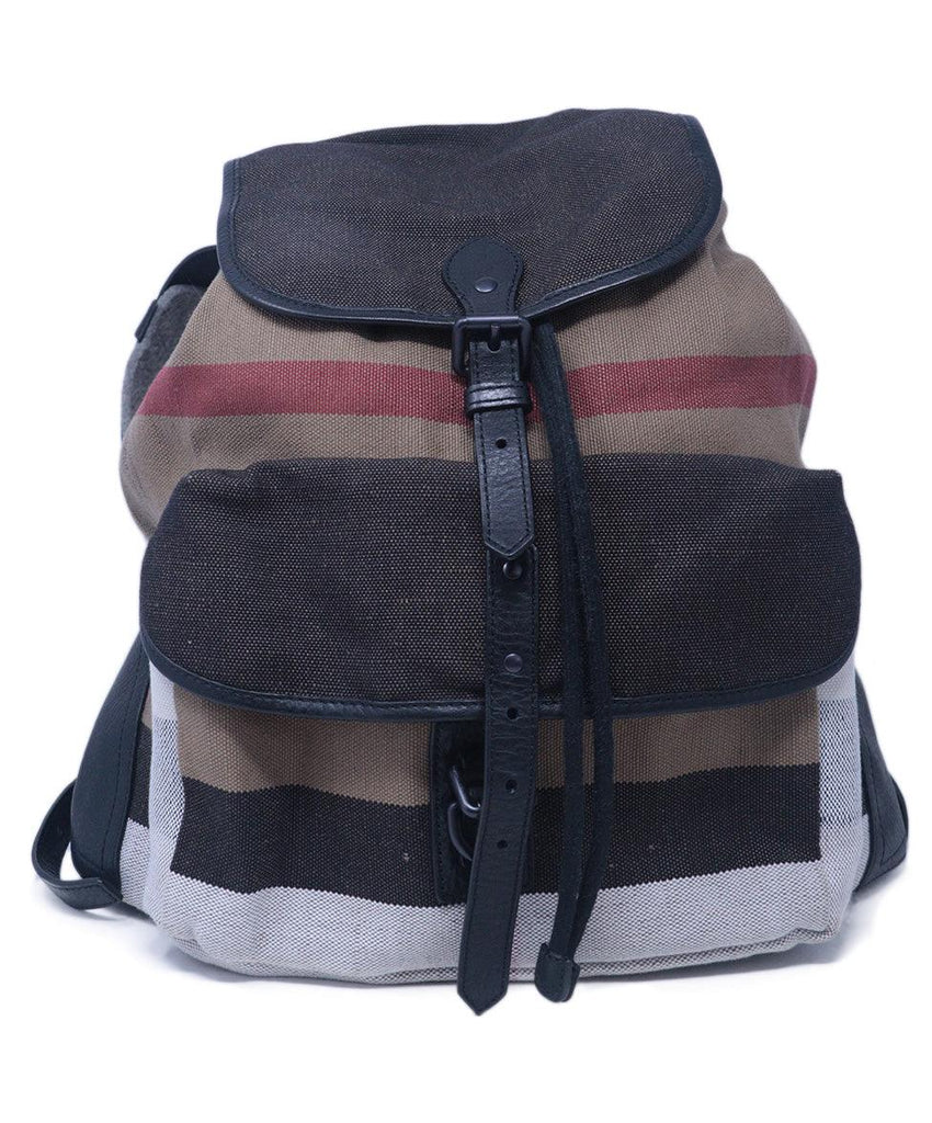 Burberry Black & Beige Plaid Backpack 