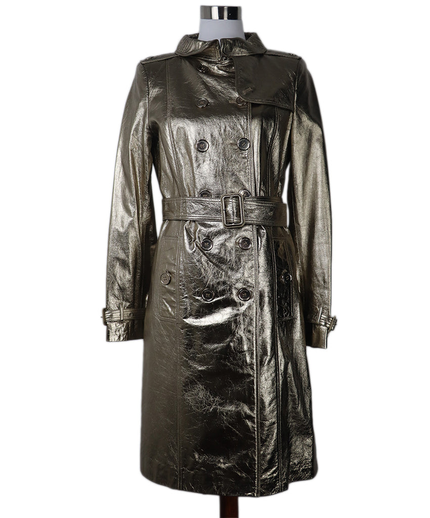 Burberry Coat Metallic Gold Leather 