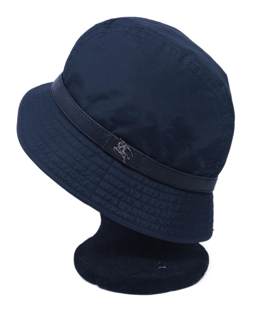 Burberry Navy Nylon & Black Leather Bucket Hat 3