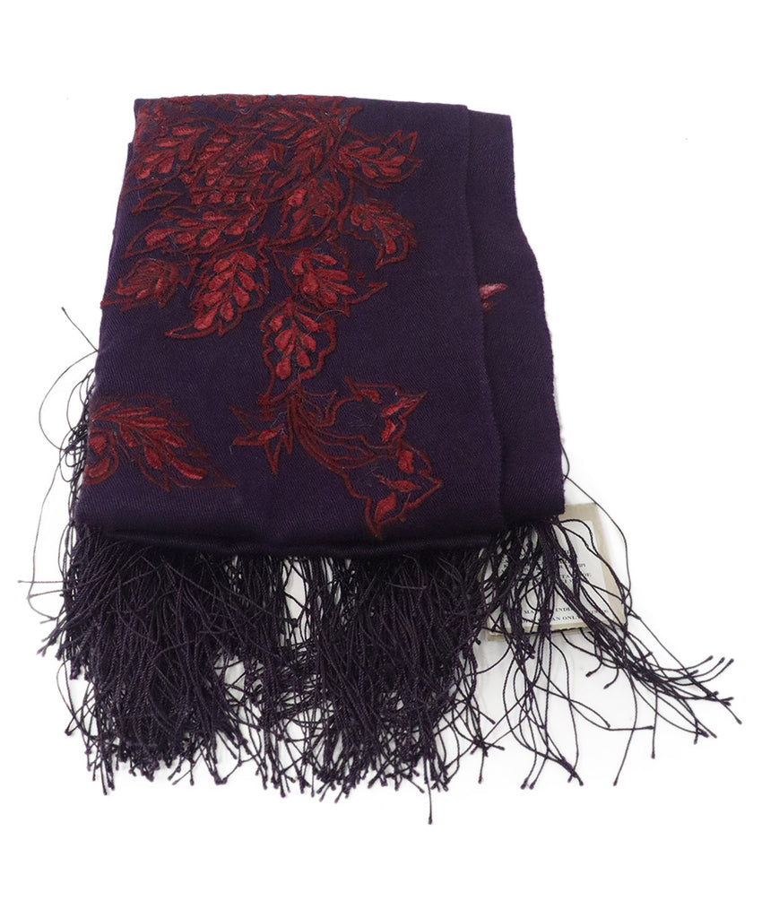 Burberry Purple & Burgundy Embroidery Beaded Scarf 1