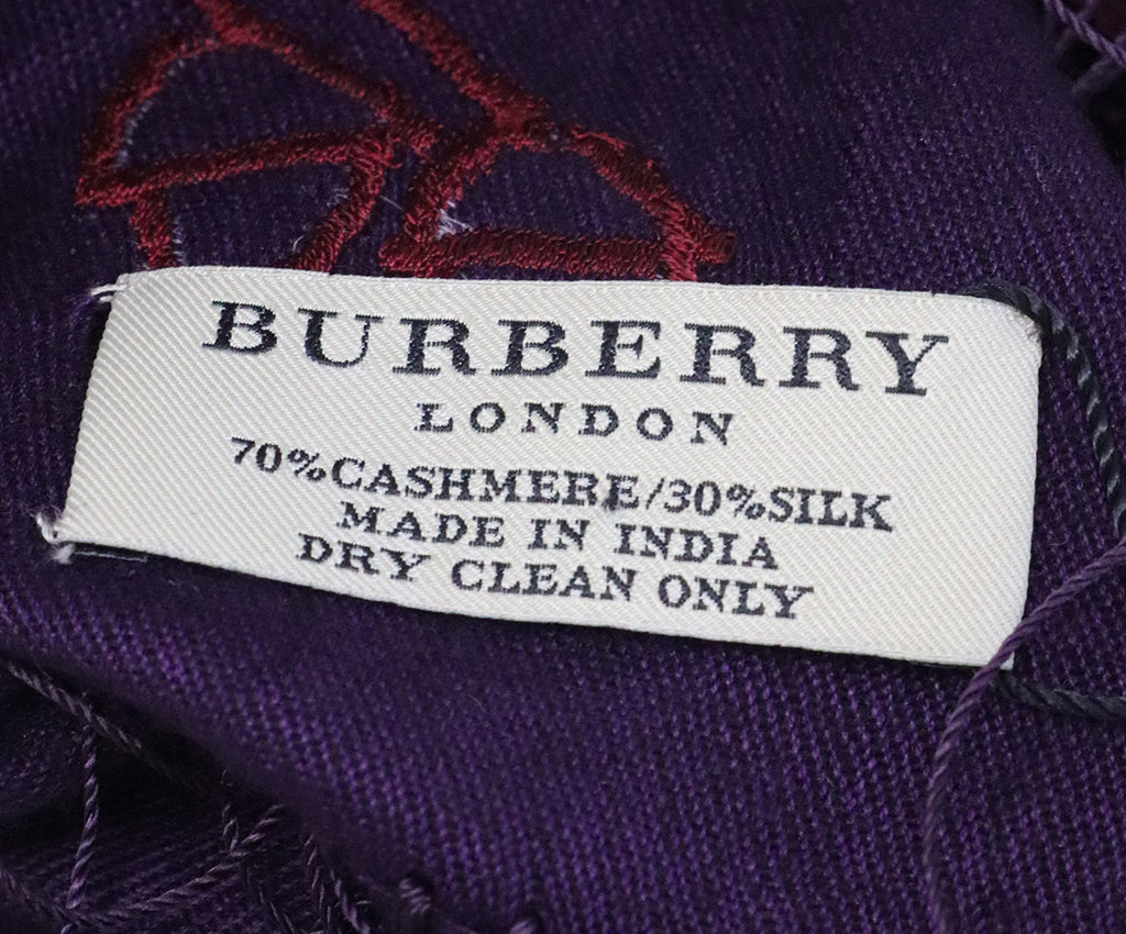 Burberry Purple & Burgundy Embroidery Beaded Scarf 3