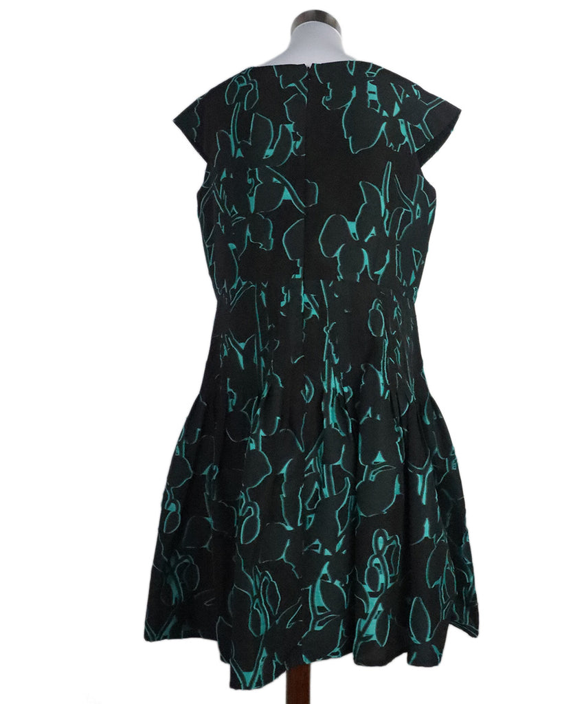 Carolina Herrera Black & Green Silk Dress 2