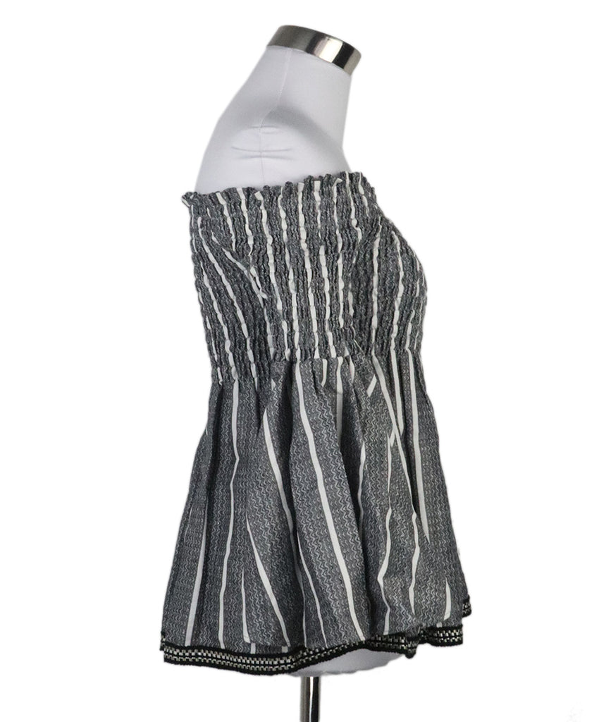 Caroline Constas Grey & White Striped Linen Top 1