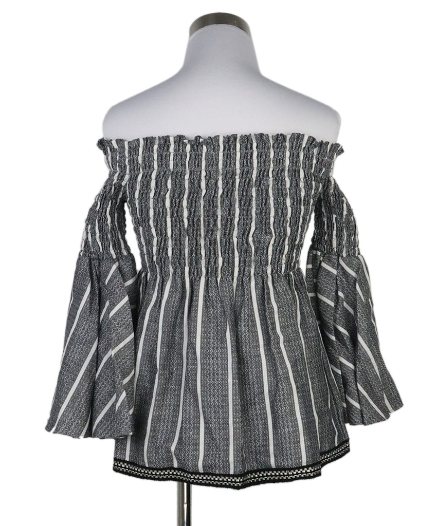 Caroline Constas Grey & White Striped Linen Top 2