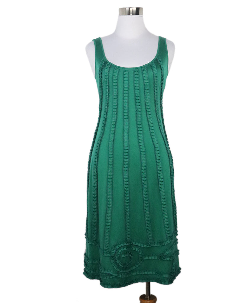 Catherine Malandrino Green Pleated Silk Dress 