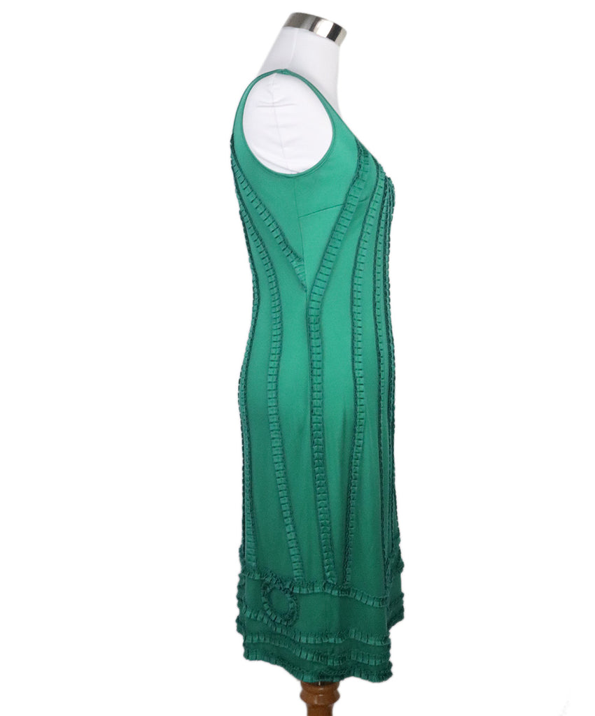 Catherine Malandrino Green Pleated Silk Dress 1