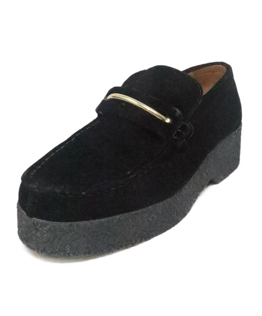 Celine Black Velvet Platform Loafers 