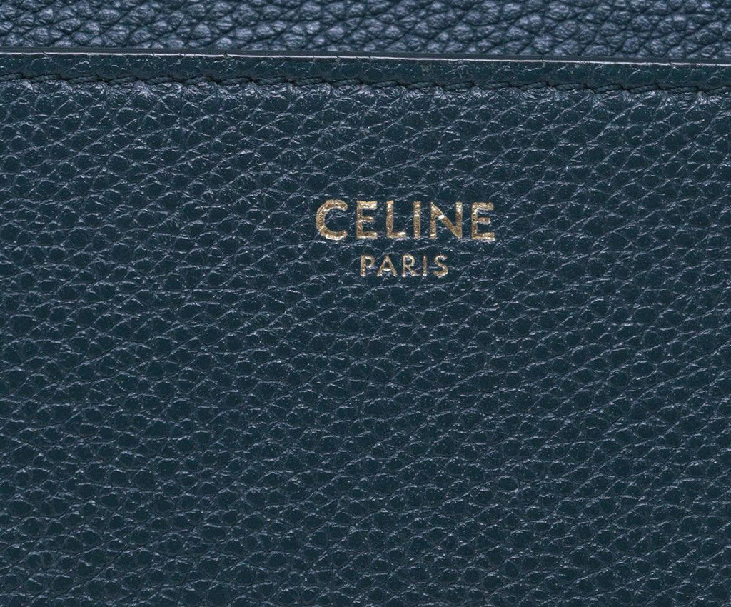 Celine Dark Green Leather Shoulder Bag 6