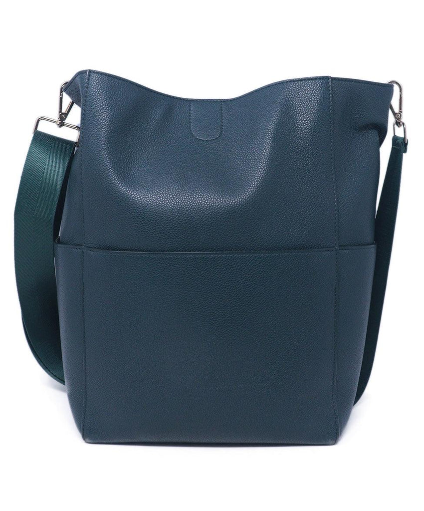 Celine Dark Green Leather Shoulder Bag 2