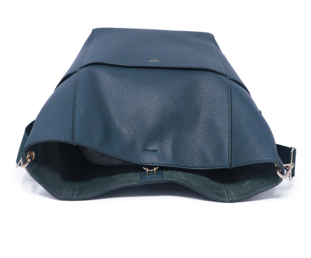 Celine Dark Green Leather Shoulder Bag 4