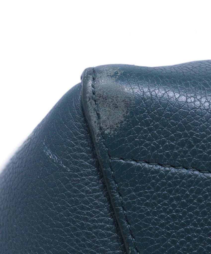 Celine Dark Green Leather Shoulder Bag 11