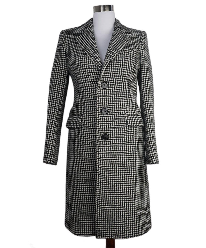 Celine Black & White Houndstooth Wool Coat 