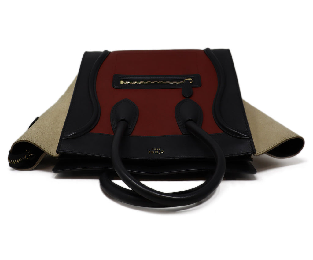 Celine Burgundy & Taupe Suede Luggage Tote 4