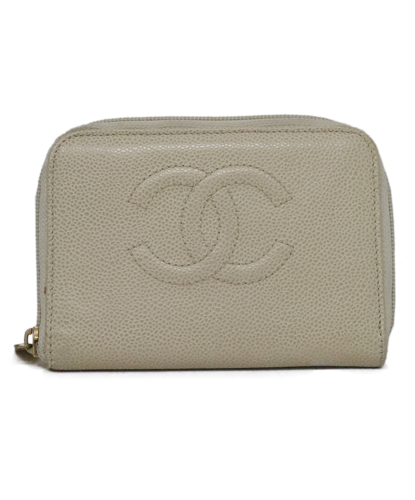 Chanel Beige Caviar Leather Wallet 