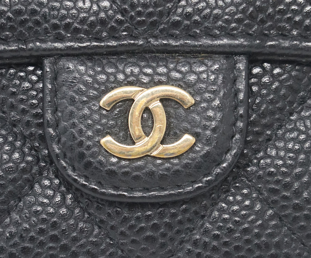 Chanel Black Quilted Caviar Leather Wallet 10