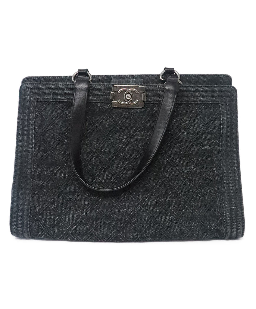 Chanel Denim Quilted Boy Shopping Tote 