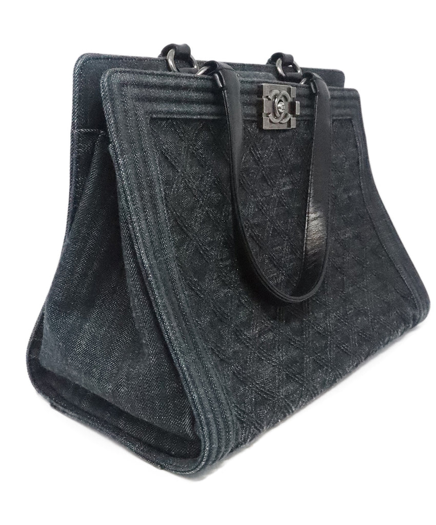 Chanel Denim Quilted Boy Shopping Tote 1