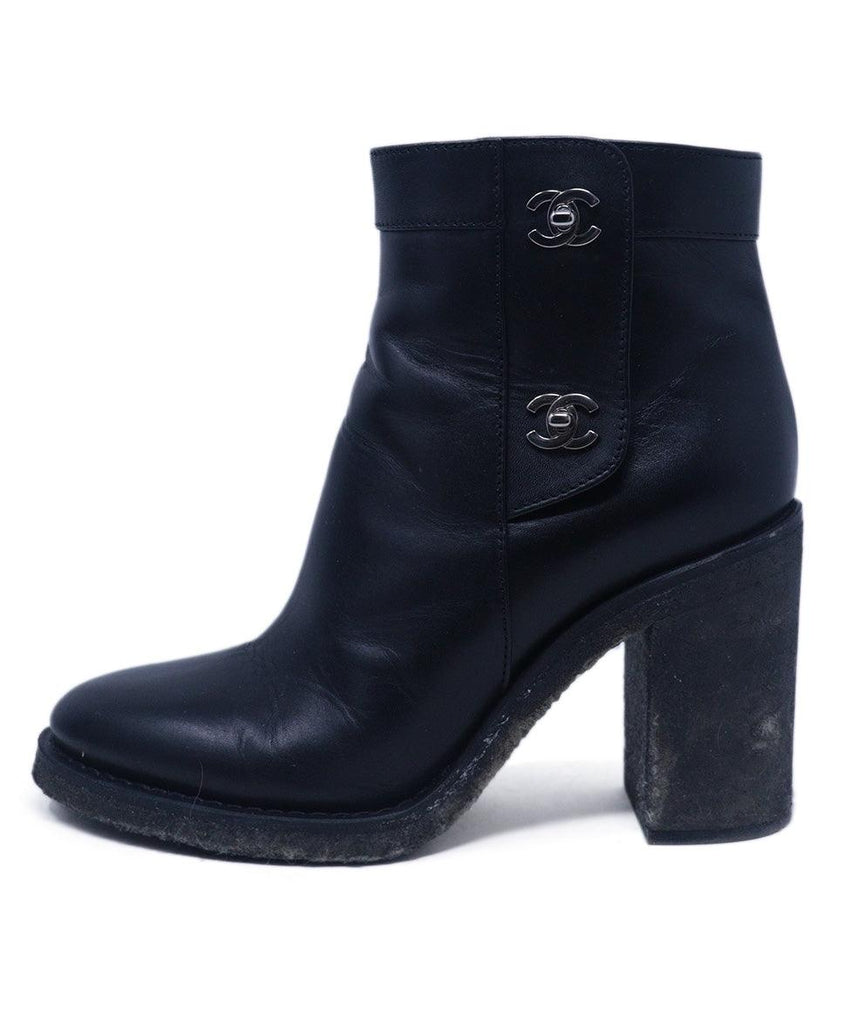 Chanel Black Leather Turnlock Boots 1