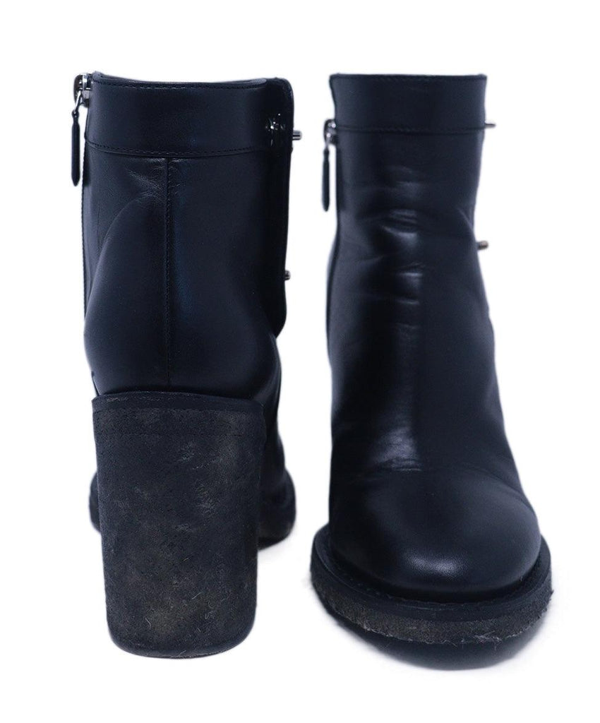 Chanel Black Leather Turnlock Boots 2