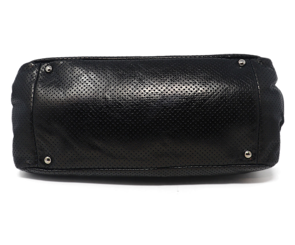 Chanel Black Perforated Leather Shoulder Bag 3