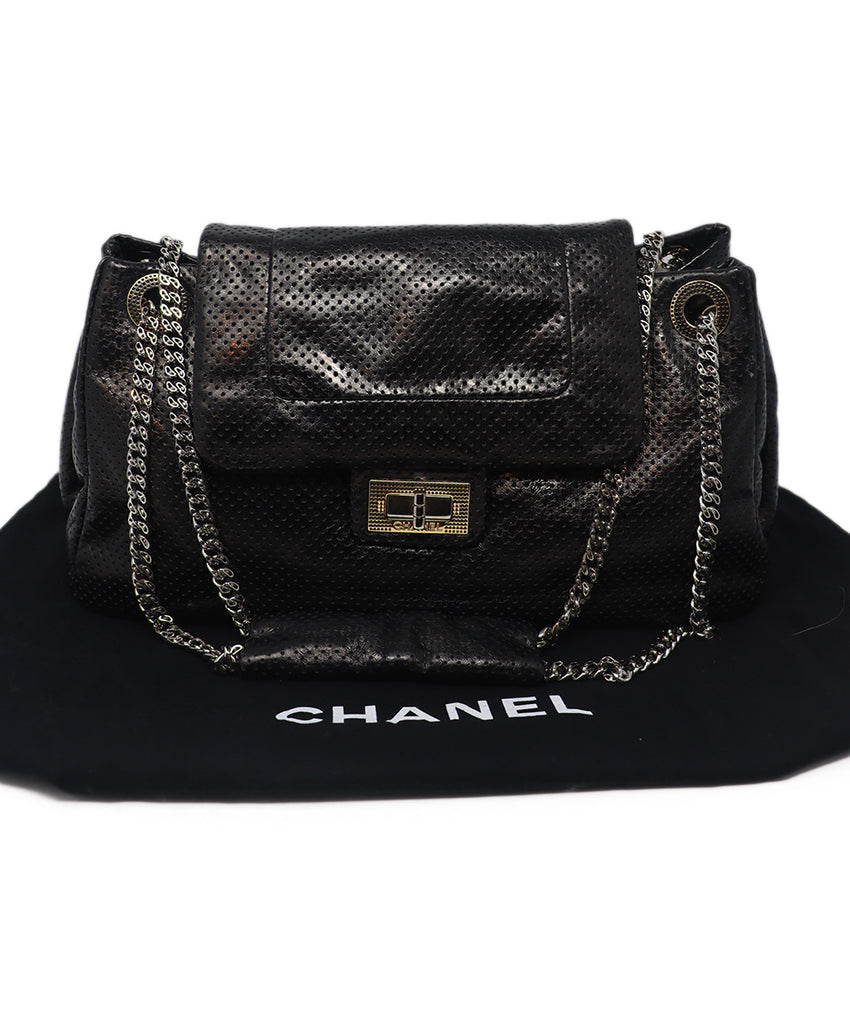 Chanel Black Perforated Leather Shoulder Bag 5