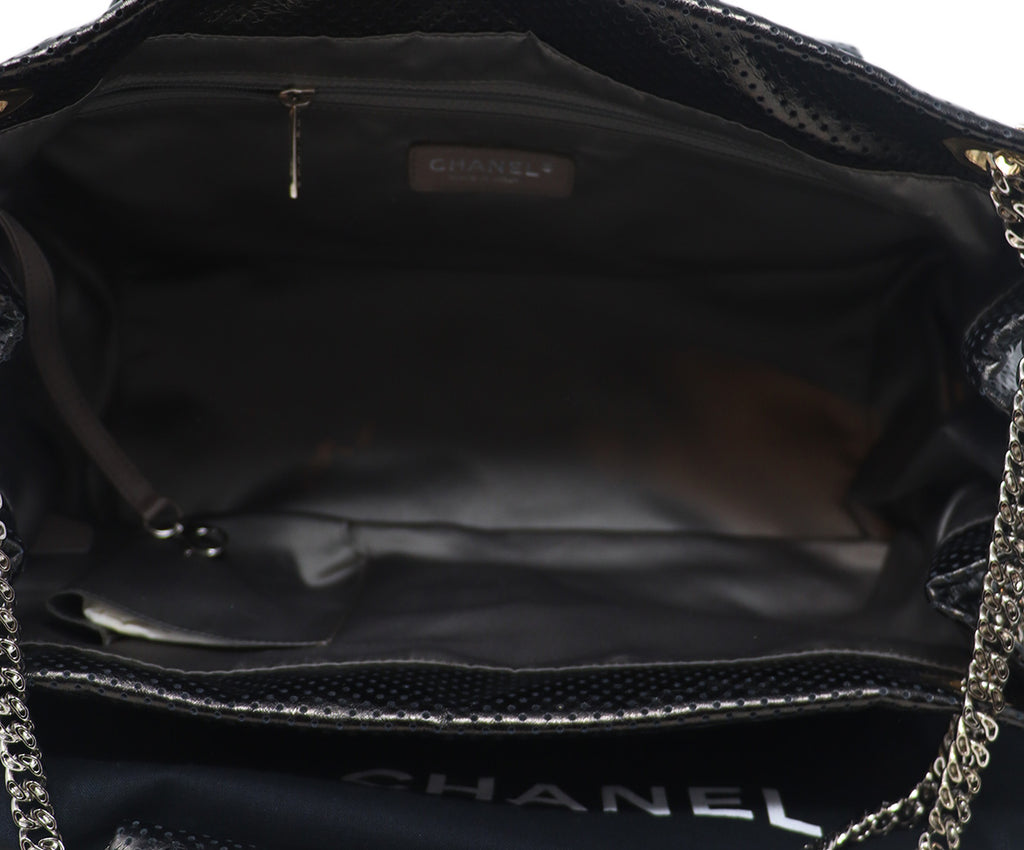 Chanel Black Perforated Leather Shoulder Bag 6