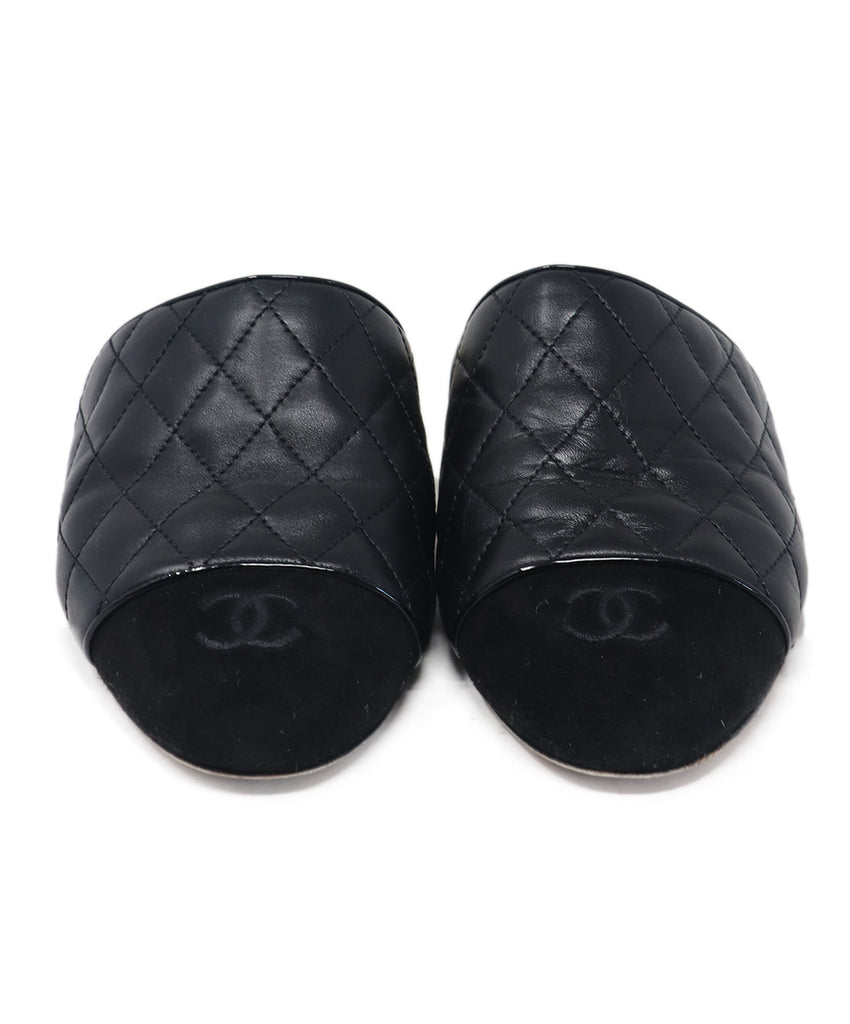 Chanel Black Leather & Suede Mules 3