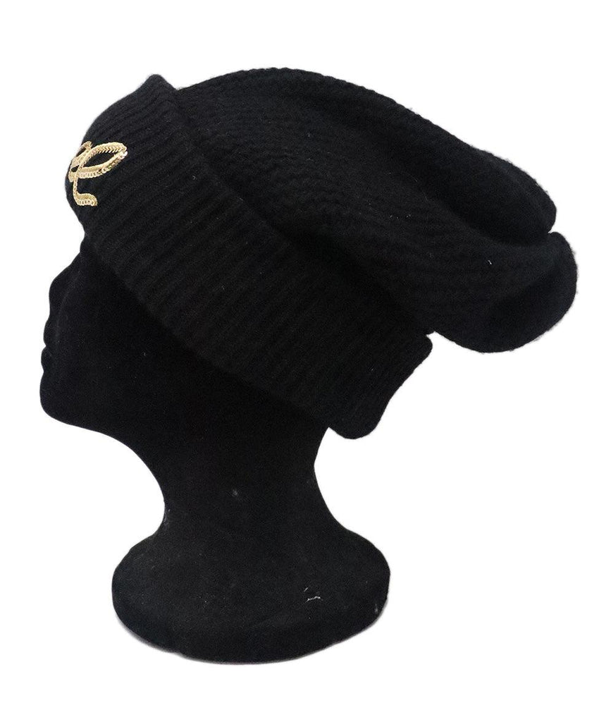 Chanel Black Cashmere & Gold Sequin Beanie - Michael's Consignment NYC