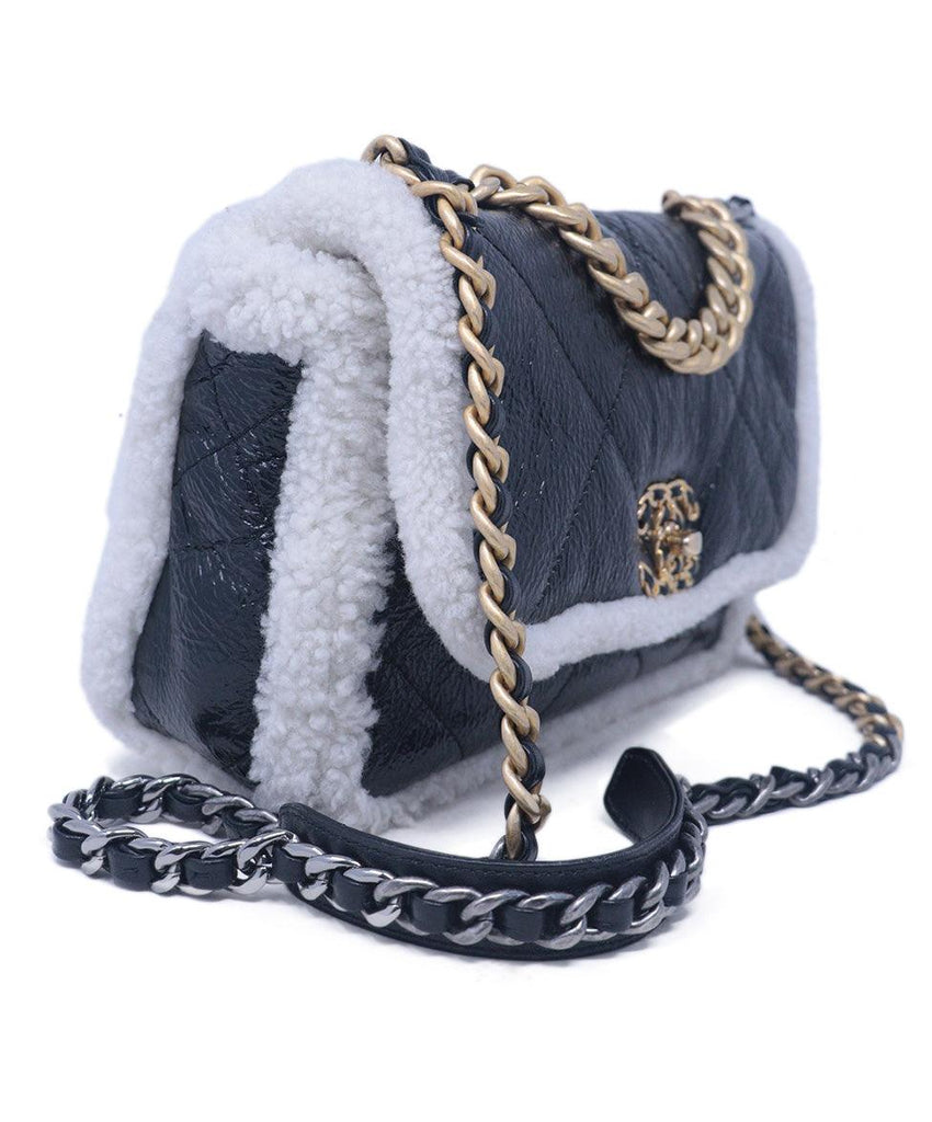 Chanel 2021 Shearling Stripe Medium 19 Flap Bag 1