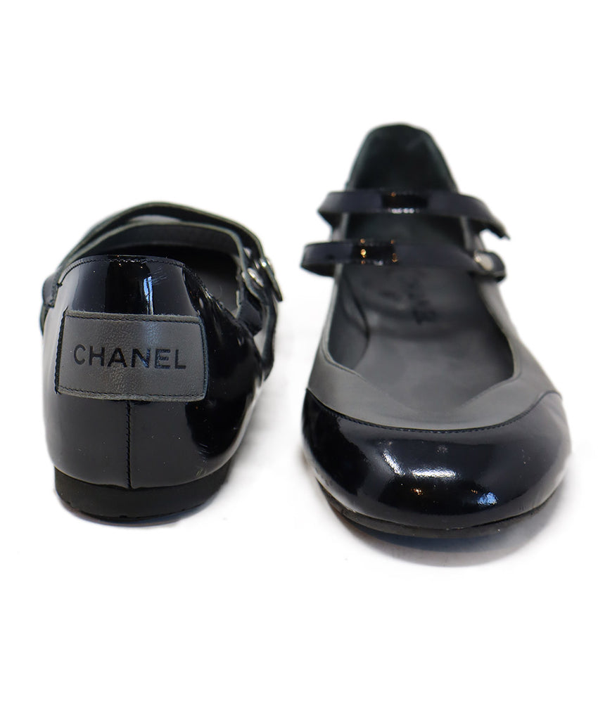 Chanel Black Patent Grey Leather Shoes 2