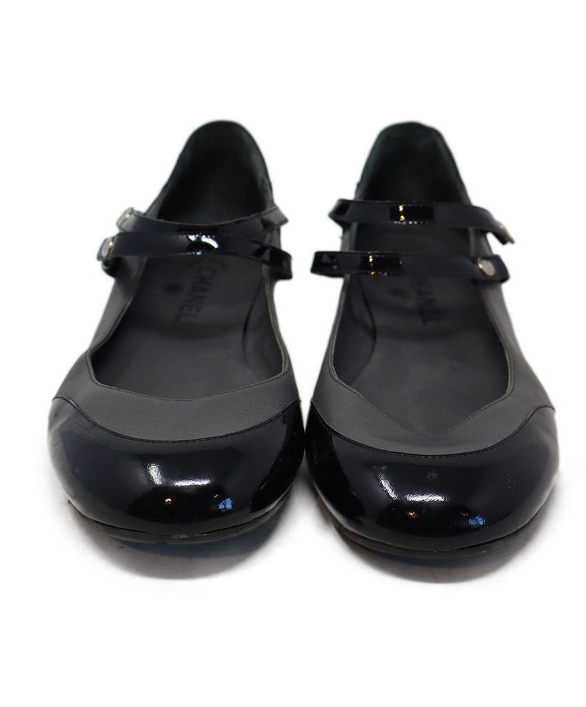 Chanel Black Patent Grey Leather Shoes 3