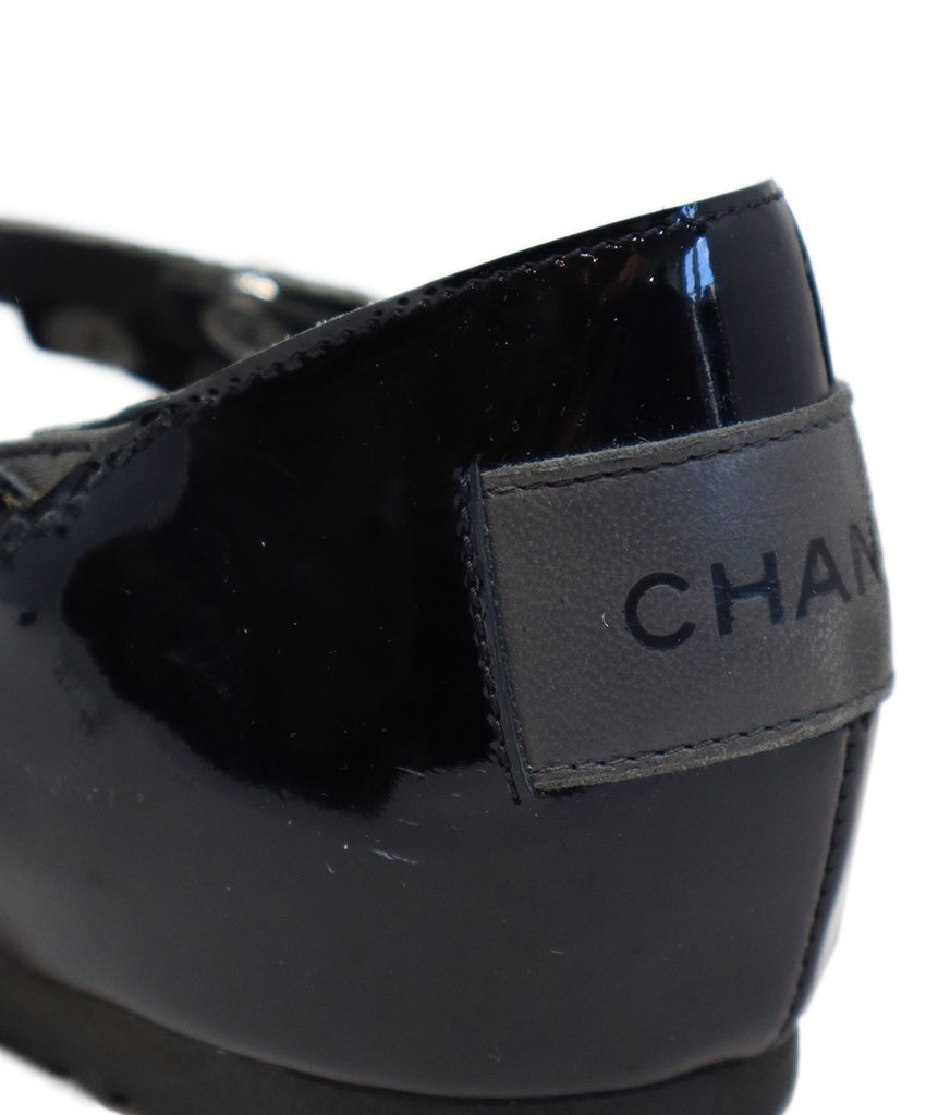 Chanel Black Patent Grey Leather Shoes 9