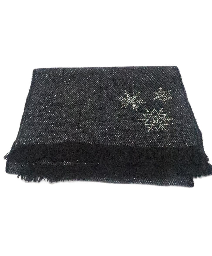 Chanel Black & Silver Embellished Cashmere Scarf 1