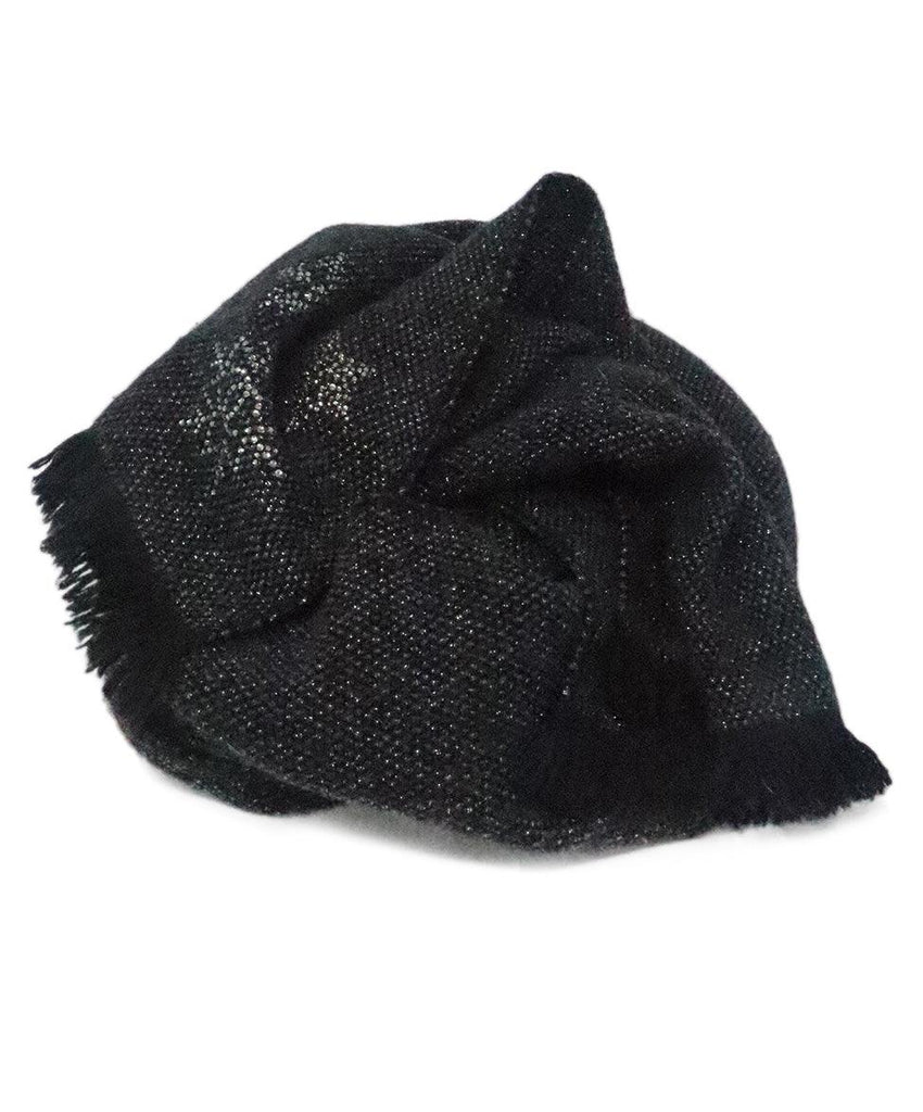 Chanel Black & Silver Embellished Cashmere Scarf 