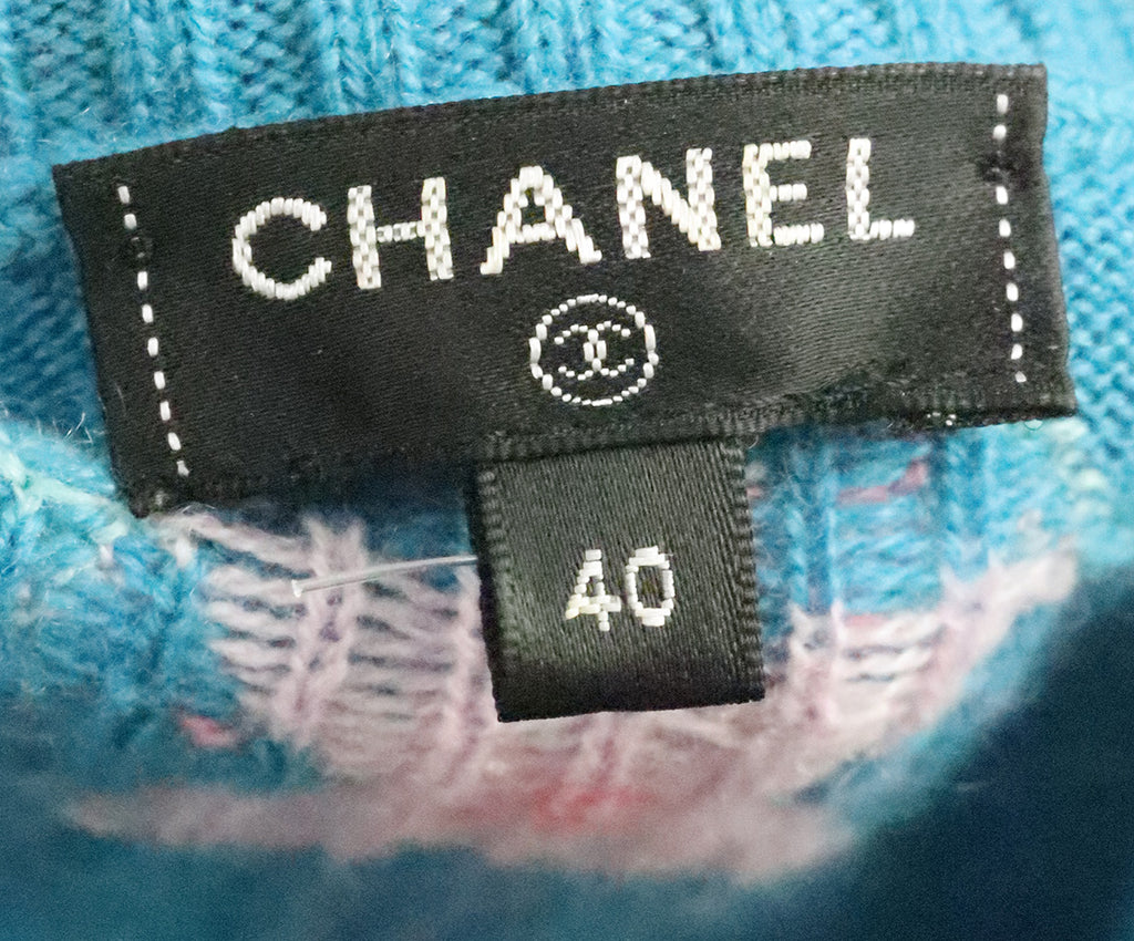 Chanel Turquoise & Pink Cashmere Dress 3