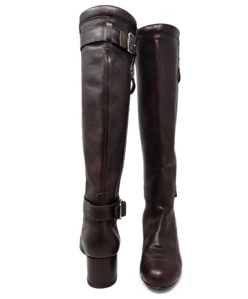 Chanel Brown Leather Zipper Trim Boots 2