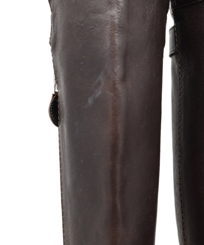 Chanel Brown Leather Zipper Trim Boots 6