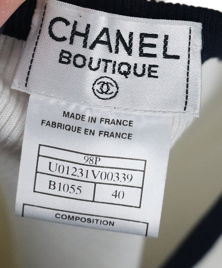 Chanel Crewneck White Cotton Black Trim 3