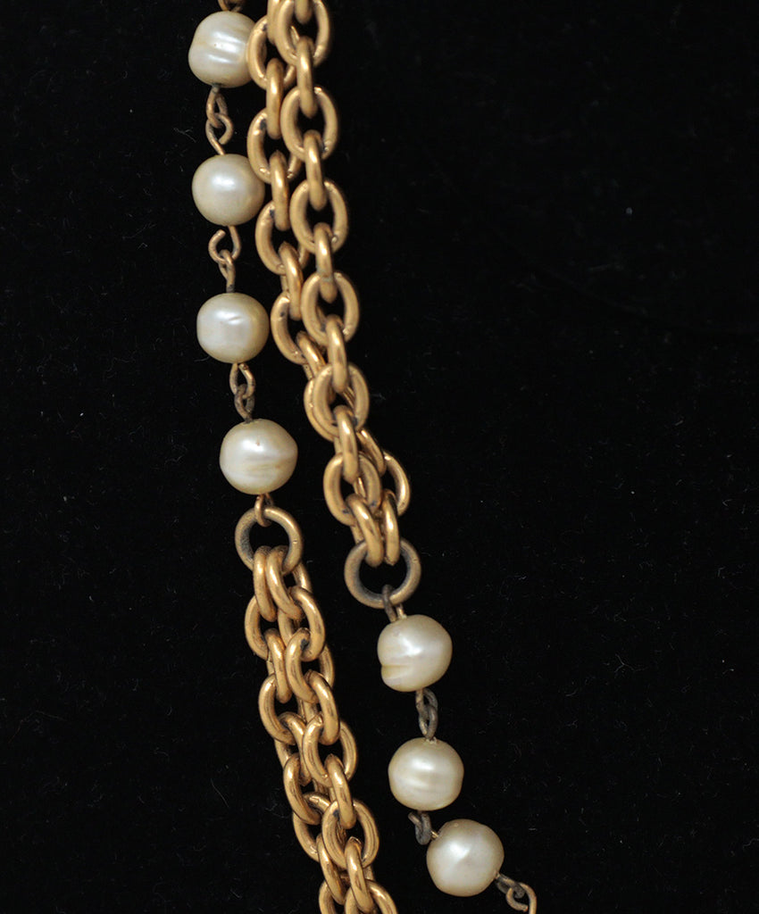 Chanel Vintage Gold Chain & Pearl Necklace 1