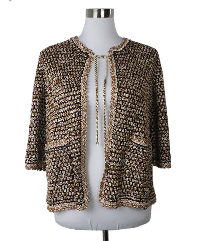 Chanel Gold & Navy Tweed Cardigan 