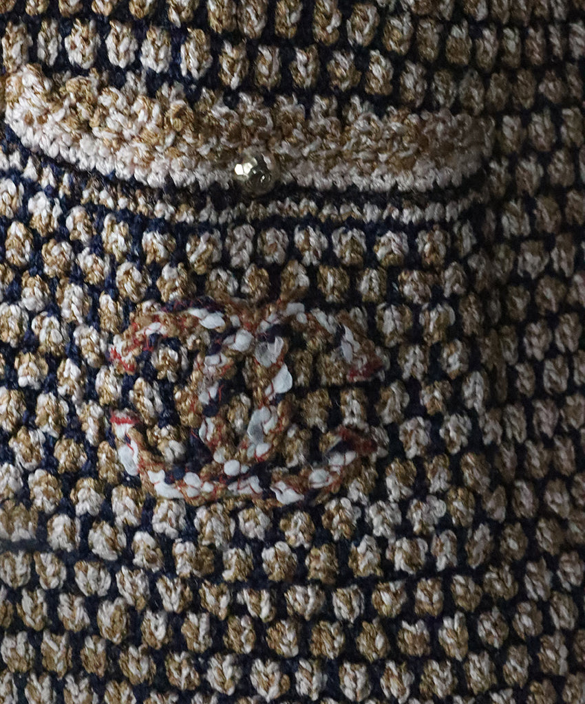 Chanel Gold & Navy Tweed Cardigan 6