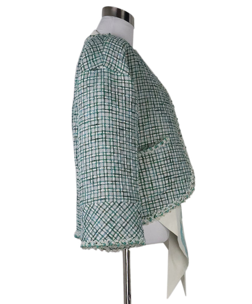 Chanel Green & Blue Tweed Jacket 1