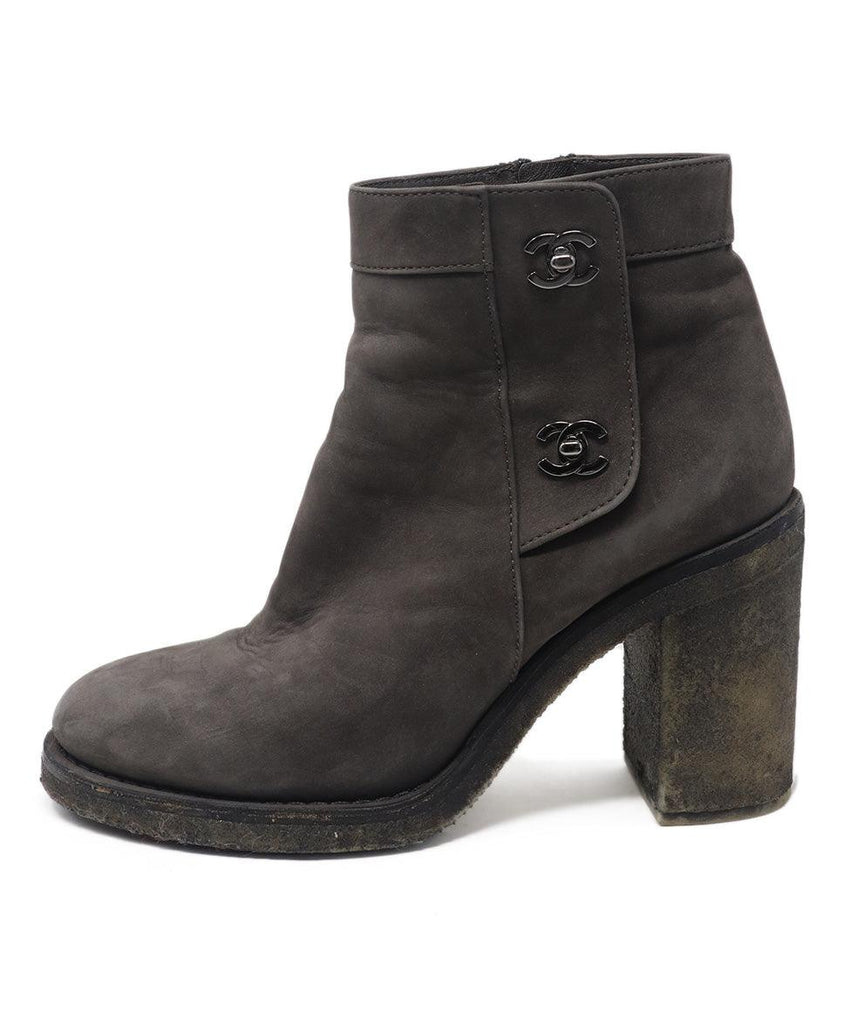 Chanel Grey Suede Booties 1