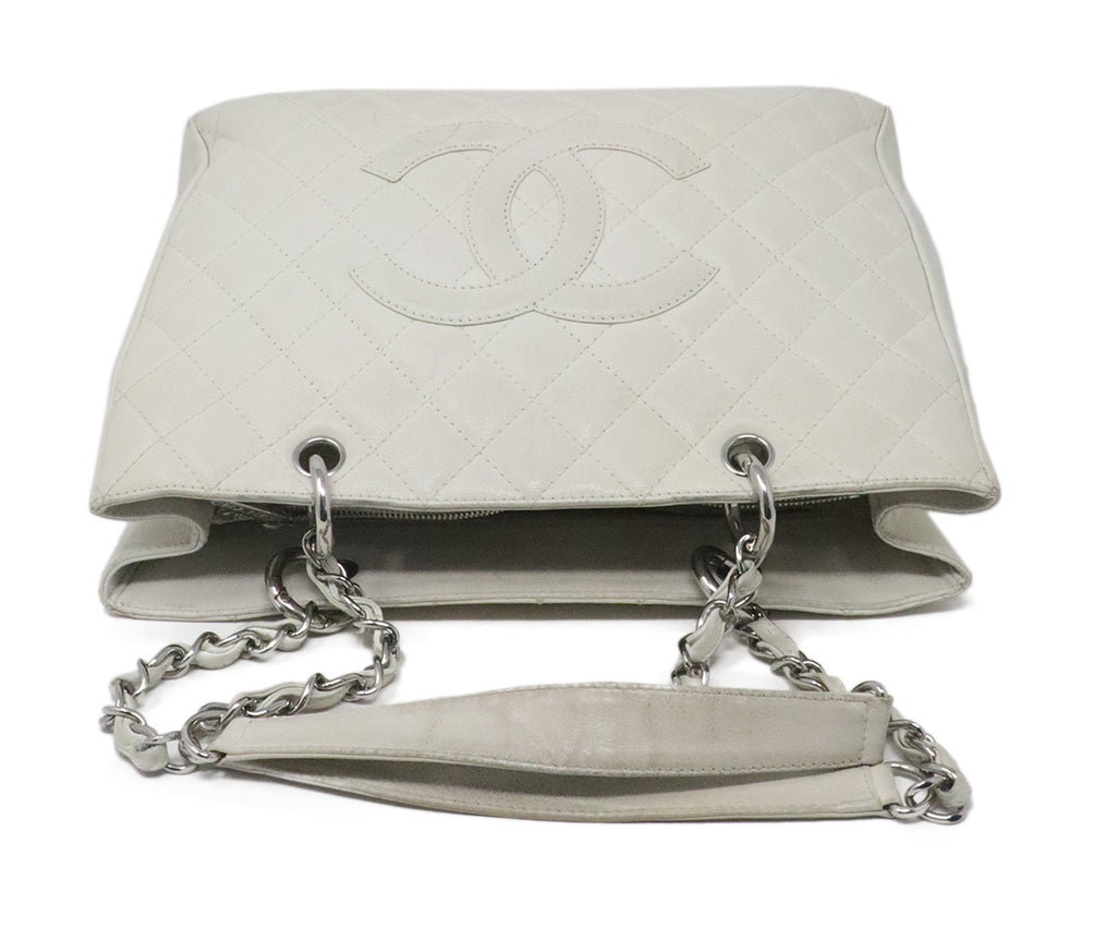 Chanel Ivory Caviar Leather Tote 4