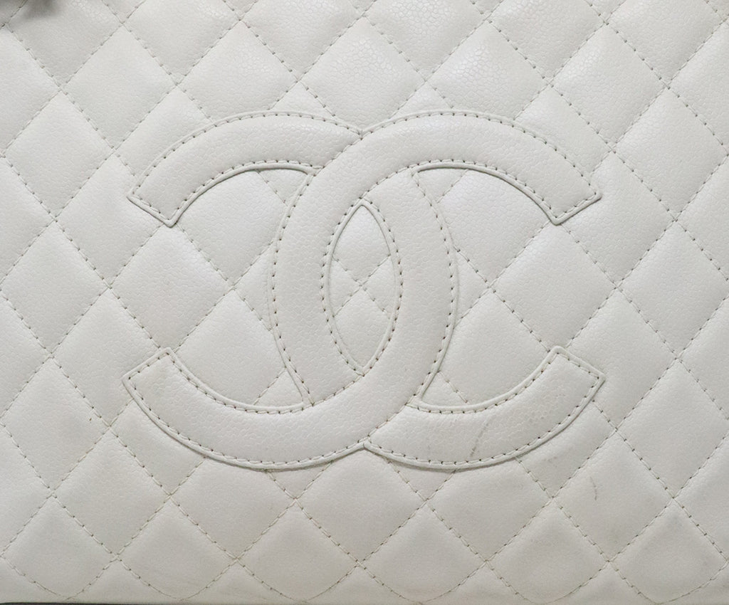 Chanel Ivory Caviar Leather Tote 9