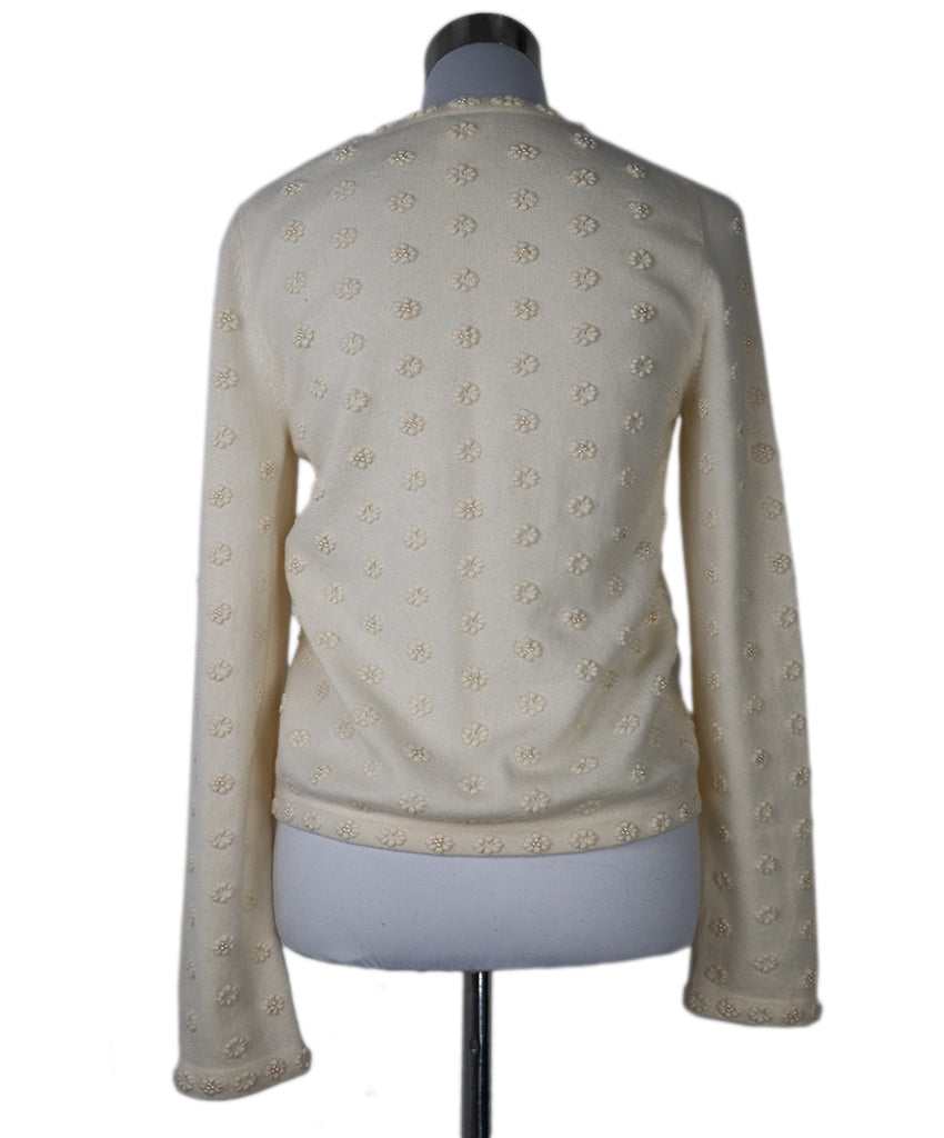 Chanel Ivory Cashmere Floral Cardigan 2