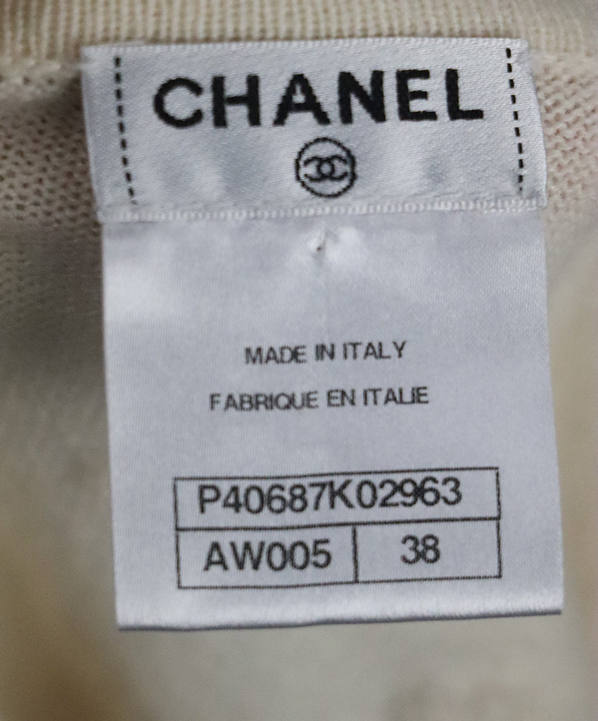 Chanel Ivory Cashmere Floral Cardigan 3