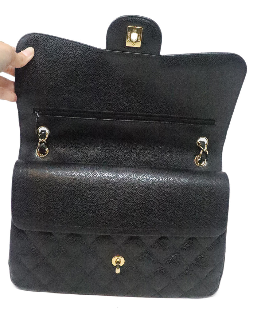 Chanel Black Caviar Leather Large Classic Flap Bag 7